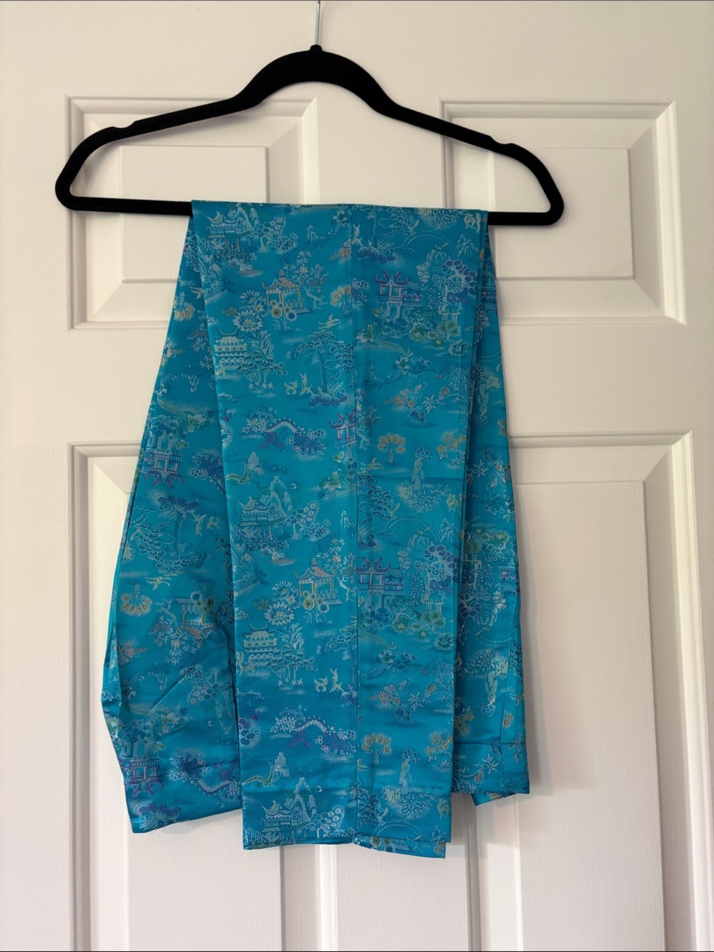 Turquoise Printed Cropped Pants